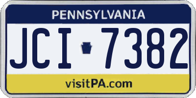PA license plate JCI7382
