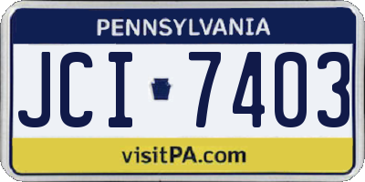 PA license plate JCI7403