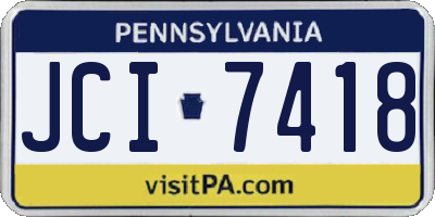 PA license plate JCI7418