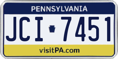 PA license plate JCI7451