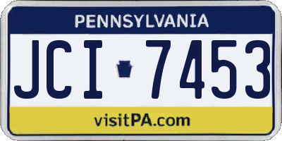 PA license plate JCI7453