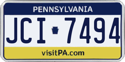 PA license plate JCI7494
