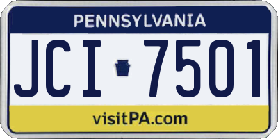 PA license plate JCI7501