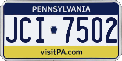 PA license plate JCI7502