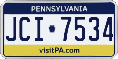 PA license plate JCI7534