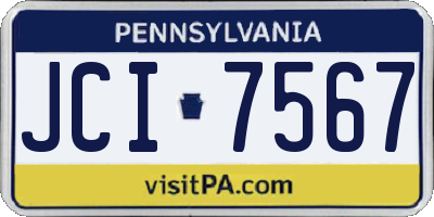 PA license plate JCI7567