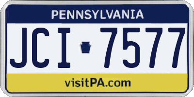 PA license plate JCI7577