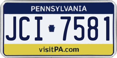 PA license plate JCI7581