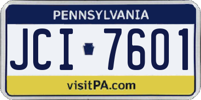 PA license plate JCI7601