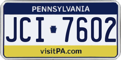 PA license plate JCI7602
