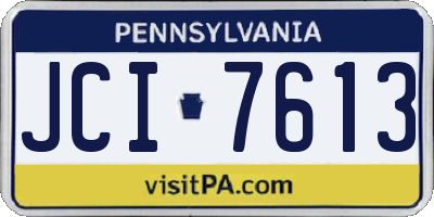 PA license plate JCI7613