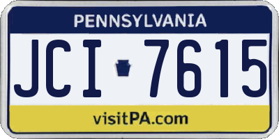 PA license plate JCI7615