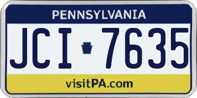 PA license plate JCI7635