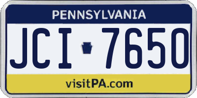 PA license plate JCI7650