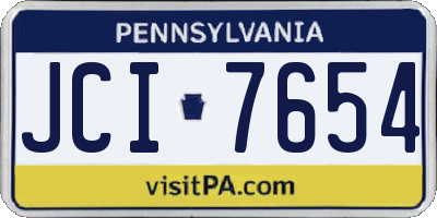PA license plate JCI7654