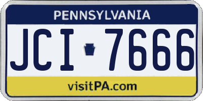 PA license plate JCI7666