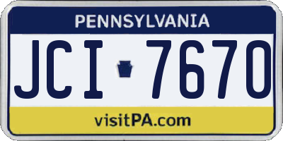 PA license plate JCI7670