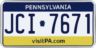 PA license plate JCI7671