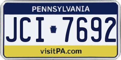 PA license plate JCI7692