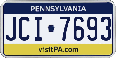 PA license plate JCI7693