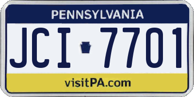 PA license plate JCI7701