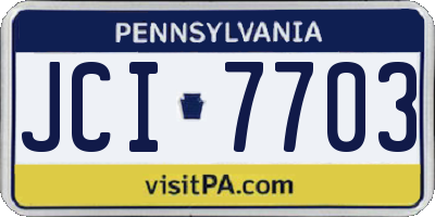 PA license plate JCI7703