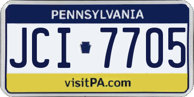 PA license plate JCI7705
