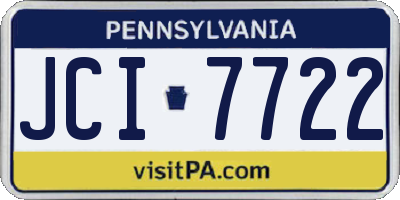 PA license plate JCI7722