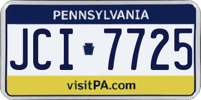 PA license plate JCI7725