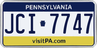 PA license plate JCI7747