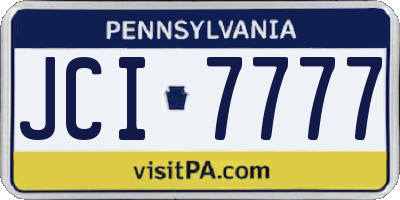 PA license plate JCI7777
