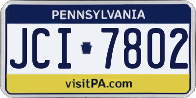 PA license plate JCI7802