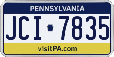 PA license plate JCI7835