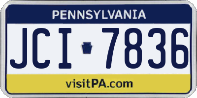 PA license plate JCI7836