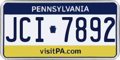 PA license plate JCI7892