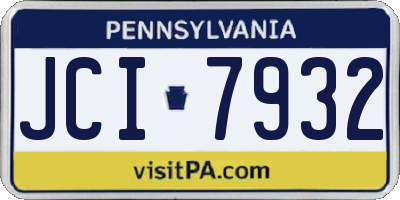 PA license plate JCI7932