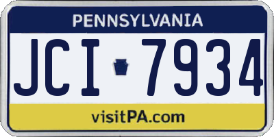 PA license plate JCI7934