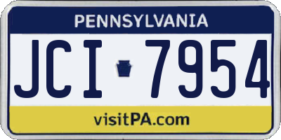 PA license plate JCI7954