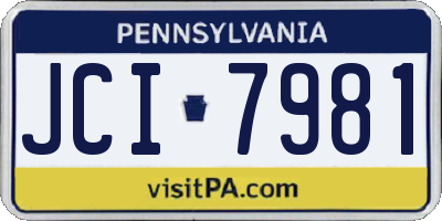 PA license plate JCI7981
