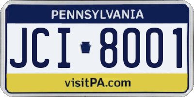PA license plate JCI8001