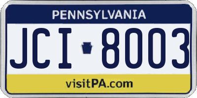 PA license plate JCI8003