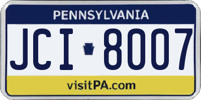 PA license plate JCI8007