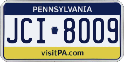 PA license plate JCI8009