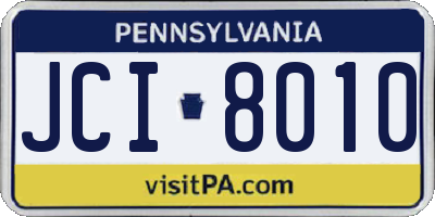 PA license plate JCI8010