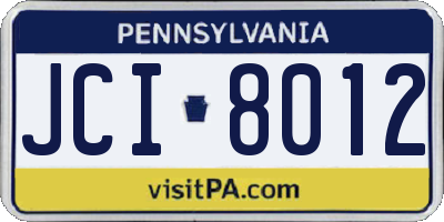 PA license plate JCI8012