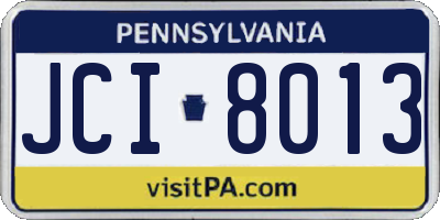 PA license plate JCI8013