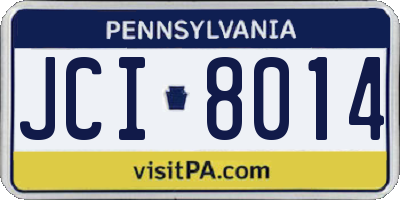 PA license plate JCI8014