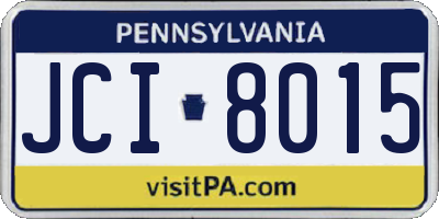 PA license plate JCI8015