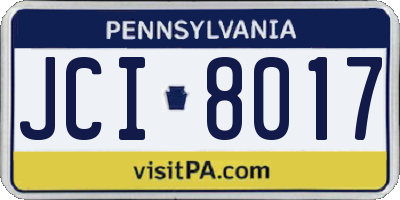 PA license plate JCI8017