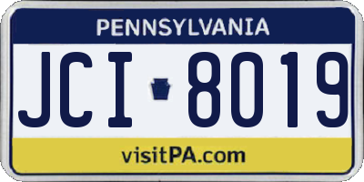 PA license plate JCI8019